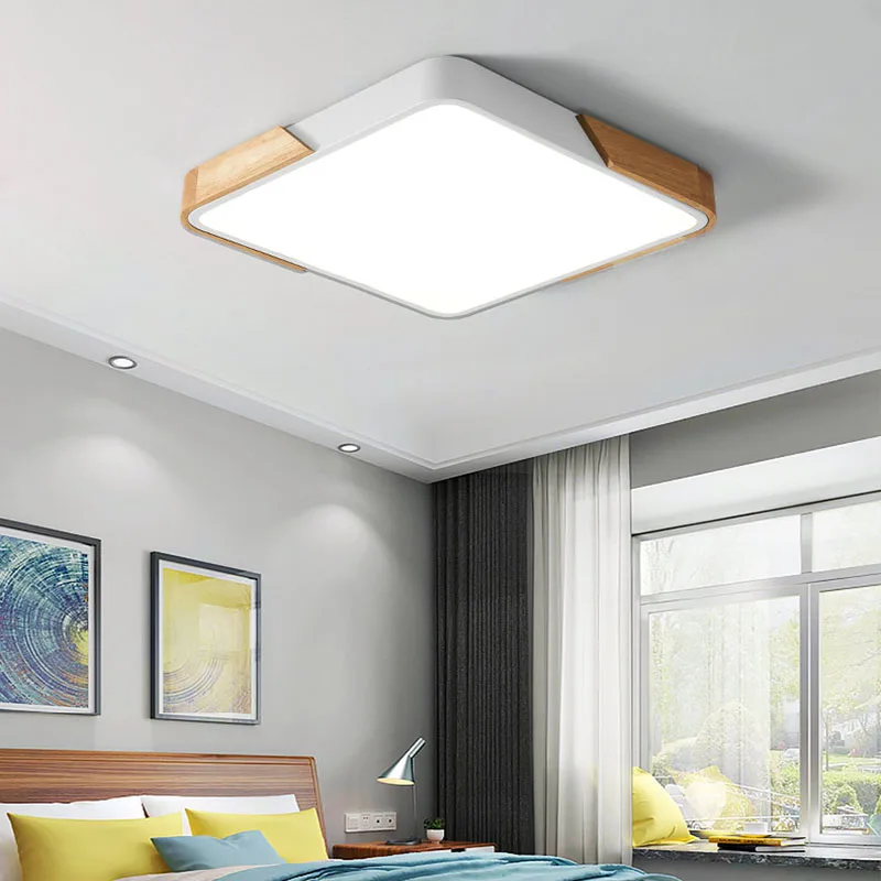 

Modern LED ceiling lamp acrylic wood frame square ceiling lamp living room bedroom dining room lighting