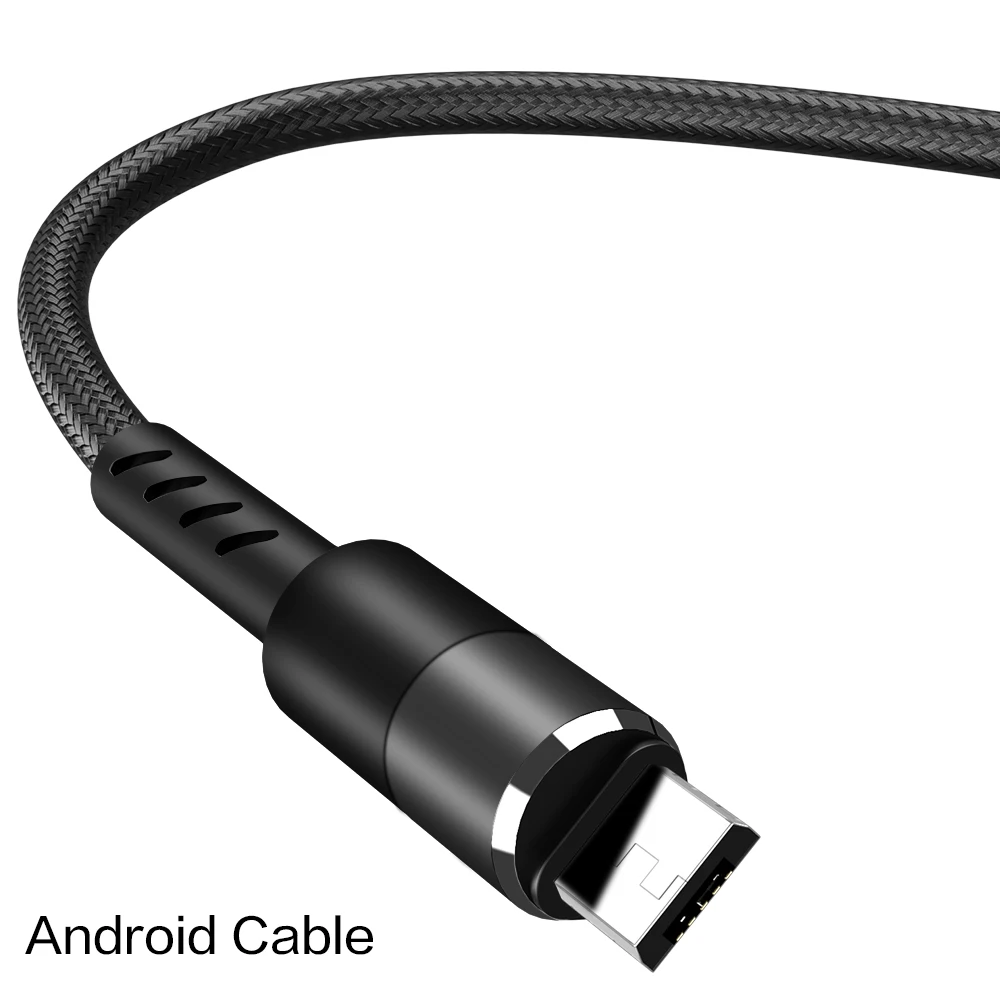 Кабель Micro USB 1 м 2 м 3 м быстрое зарядное устройство с круглой головкой нейлоновый кабель для передачи данных с оплеткой для мобильного телефона samsung/millet Android - Цвет: black for Micro