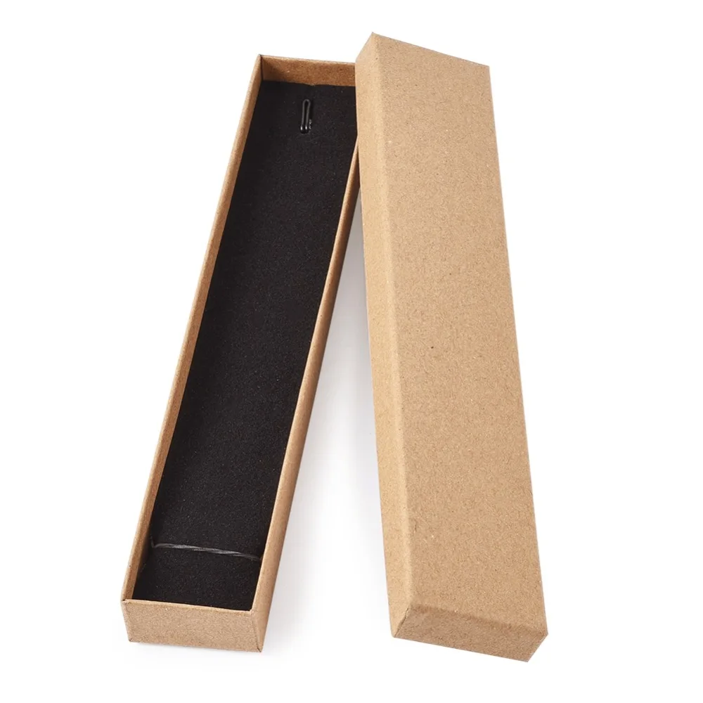 

12 pcs 21x4x2cm Rectangle Cardboard Jewelry Set Box for Ring Necklace gift boxes for jewellery packaging with Sponge inside F70