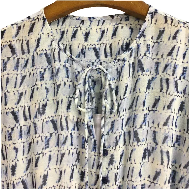 

2021 new loose print dress with irregular hem at waist long skirt women dress Polyester O-Neck