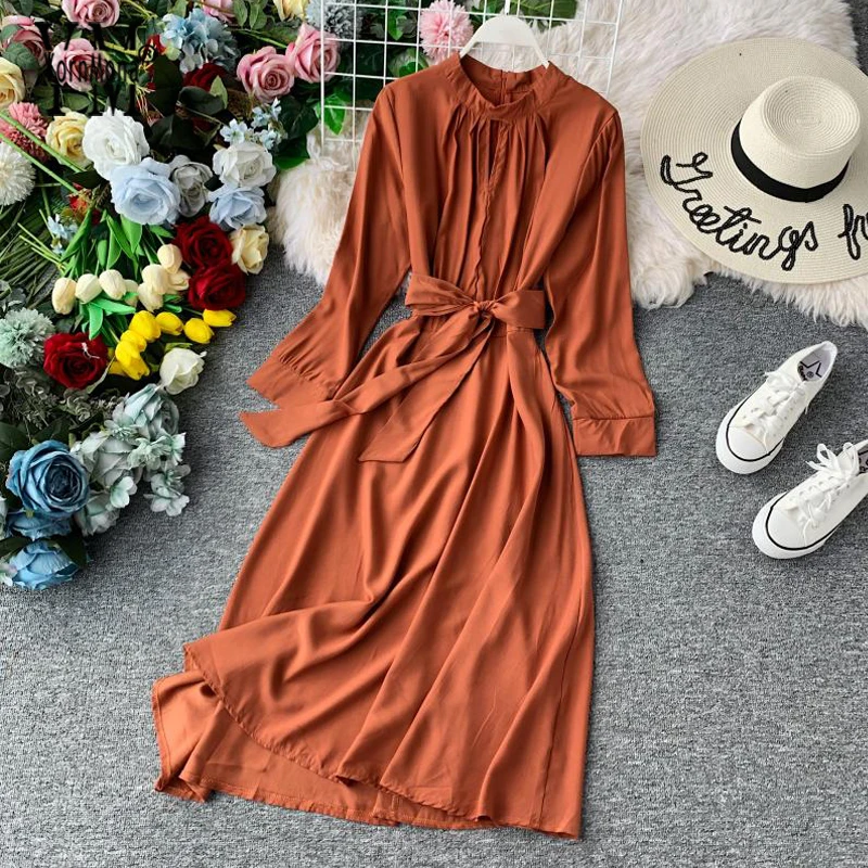 YornMona элегантные облегающие платье Для женщин 2019 осень с длинным рукавом шифон Maxi