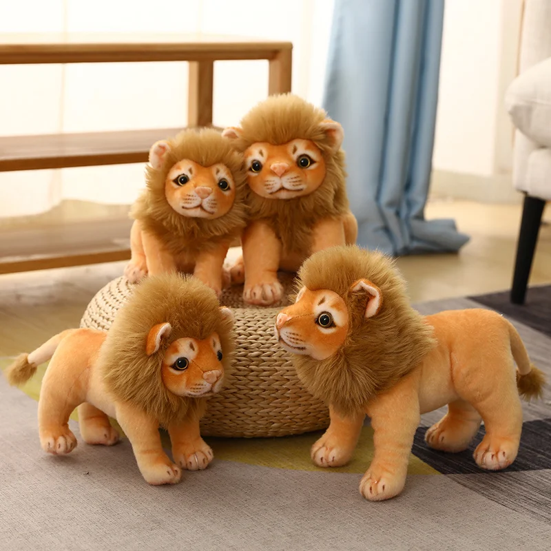 

New 23/28cm Cute Real Life Lion Plush Toy 2 Postures Simulated Forest Animal Model Kids Doll Room Decor Children's Birthday Gift