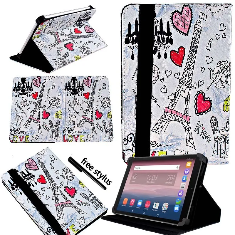 Eiffel Tower KK&LL для Alcatel OneTouch Pixi 3 10 дюймов-кожаный чехол-подставка для планшета+ Бесплатный стилус - Цвет: Eiffel Tower