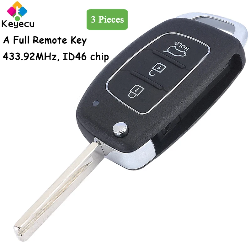 Складной автомобильный ключ KEYECU с дистанционным управлением 3 кнопки 433 МГц ID46