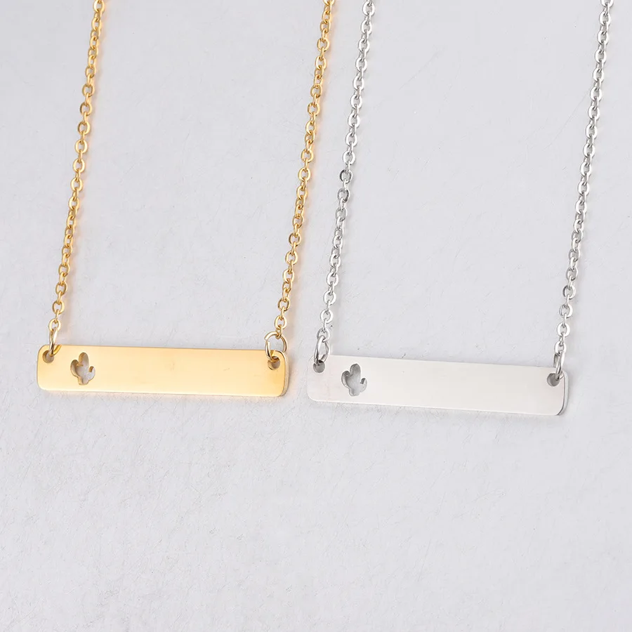 

10 шт. 45 см зеркало прямоугольное полое кактус длинное ожерелье из полированной нержавеющей стали кулон ожерелья для женщин модное ювелирно...