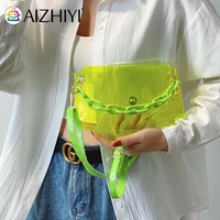 fashion women transparent thick chain shoulder crossbody messenger bag casual ladies small handbags