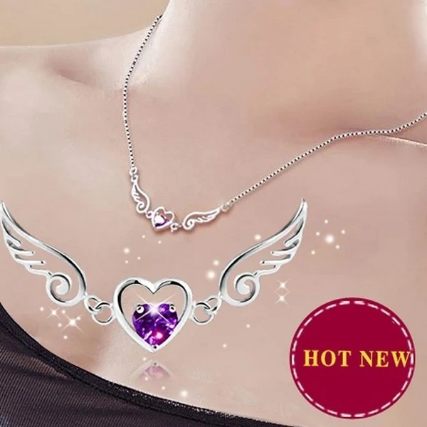 Женское ожерелье с подвеской в виде ангелов мечты крыльев любви сердца подарок