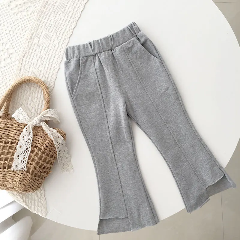 

2021 Girls Fall Flare Trousers Kids Pants Toddler Leggings Toddler Fall Clothes Bell Bottoms Kids Children Elastic Waist