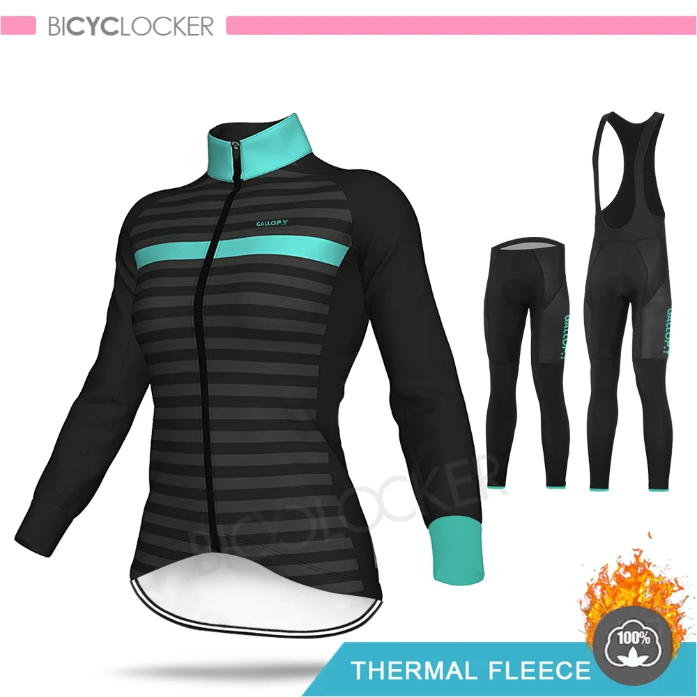 Зимняя одежда для велоспорта Женский комплект из Джерси с длинным рукавом