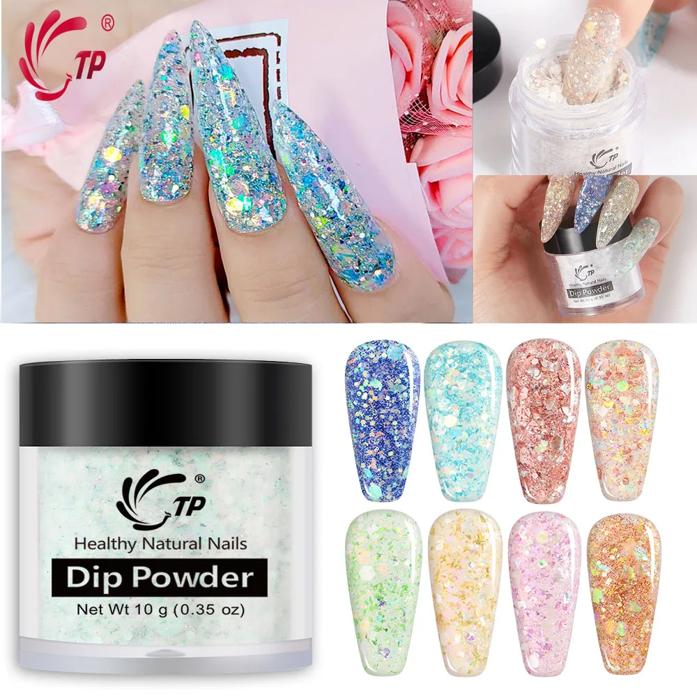 

TP 19 color Glitter Dipping Powder Dip Nail Pigment Holographic Nails Set Manicure Gel Polish Chrome Dust Nails Art Decoration