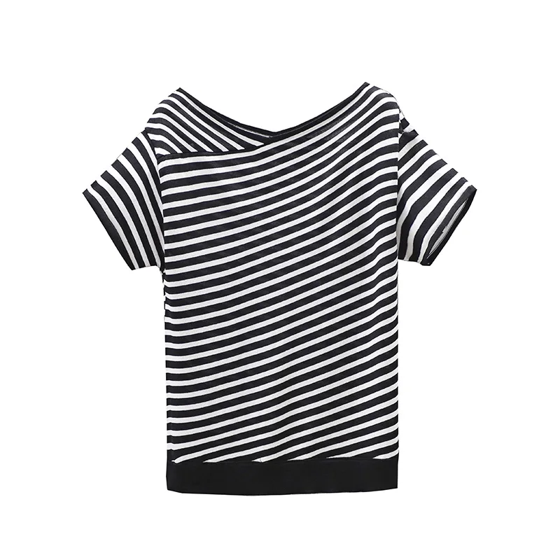 

M-4XL plus size women sexy Stripe kint sweater 2021 short sleeve v neck casual kint T-shirt loose casual female pullover jumper