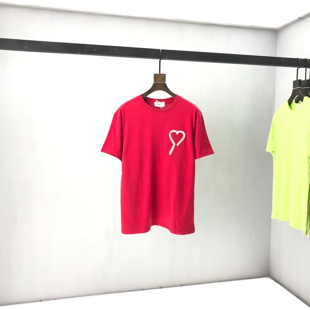 

New rainbow love A-line crew neck short sleeve T-shirt for lovers in spring and summer of 2021
