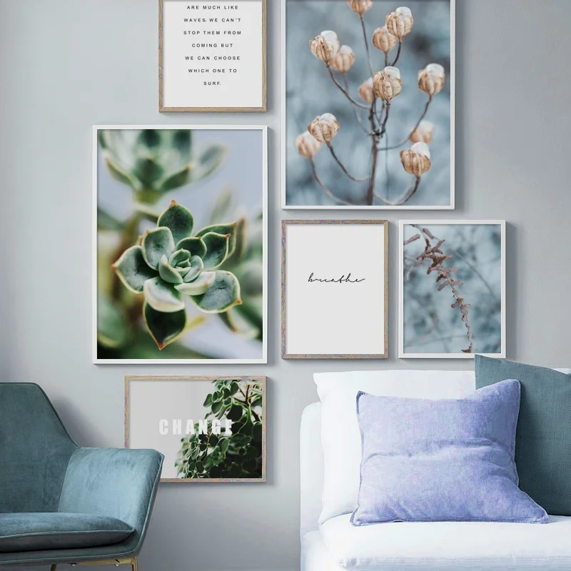 

Fresh Nordic Poster Green Succulent Plant Flax Leaves Quotes Wall Art Canvas Painting Wall Pictures For Living Room Home Decor