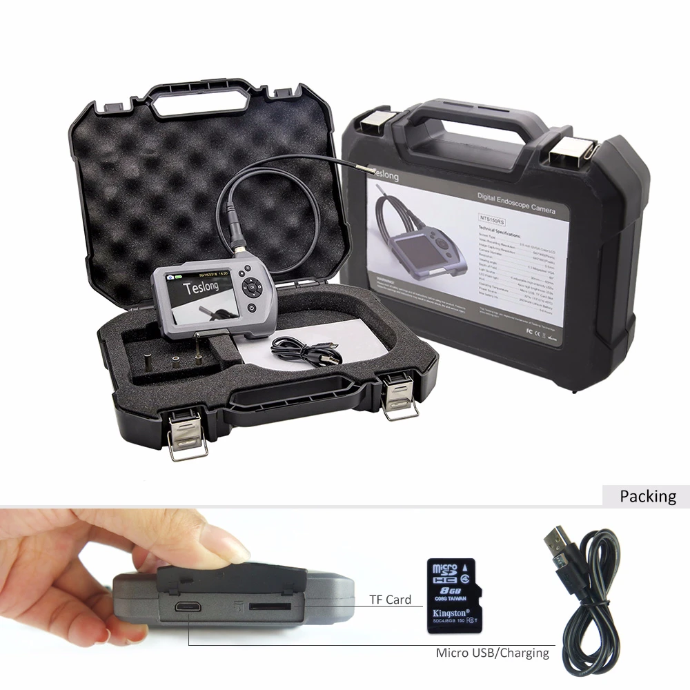 

NTS150 3.5" color LCD Display Industrial Endoscope Monitor Inspection Borescope 6 LEDS 7.6mm Lens1/2/3/5M Snake Tube Camera 32GB