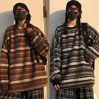 Пуловеры для женщин и мужчин, свитер большого размера, женский теплый повседневный полосатый трикотажный пуловер в стиле ольччан бойфренд в стиле ретро для молодых девушек