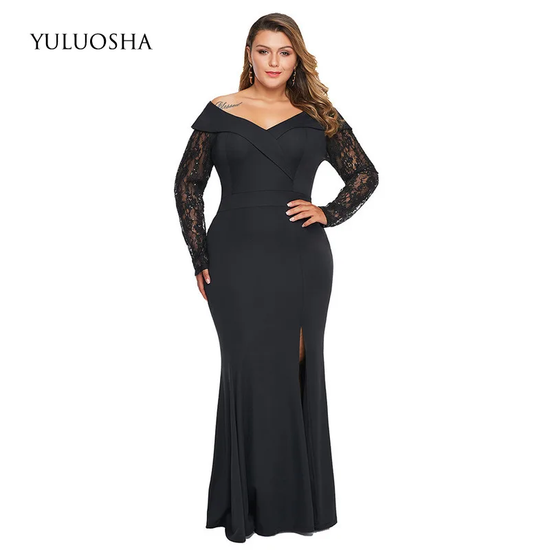YULUOSHA Mother of The Bride Dress Formal Evening Party A-Line Lace Appliques Vestidos De Fiesta Noche | Свадьбы и торжества