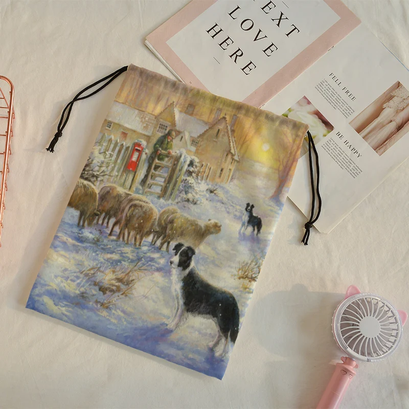 Crowdale 2019 Рождественская специальная сумка на шнурке карманная с 3D принтом