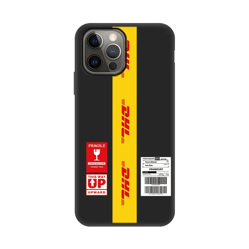 DHL Label Case For iPhone 12 Pro Max 11 13 Pro XS Max XR X 6 6S 7 8 Plus SE 2020 12 mini Phone CaseCover Fundas Soft Silicone