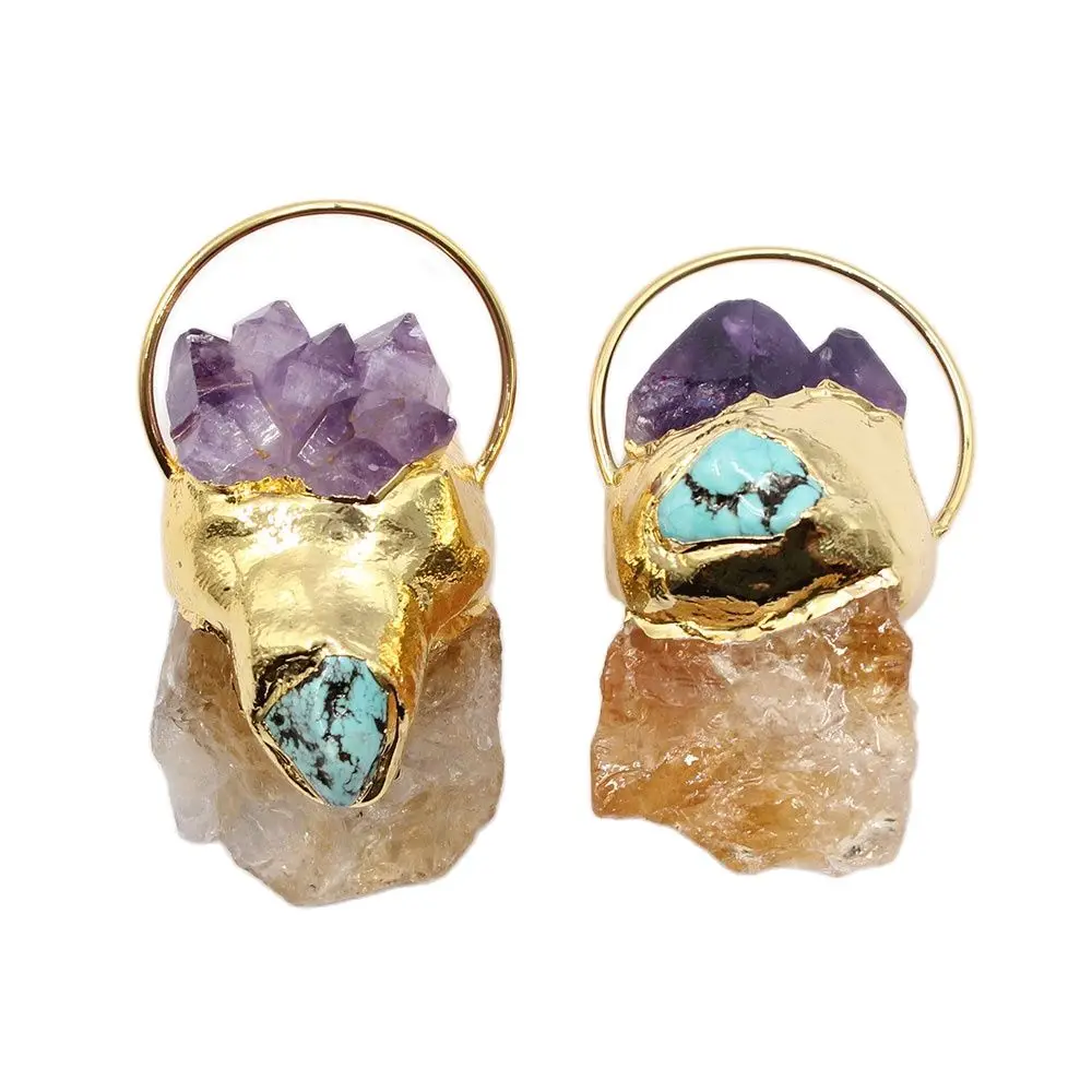 Подвески APDGG из натурального фиолетового аметиста цитрина бирюзы необработанные
