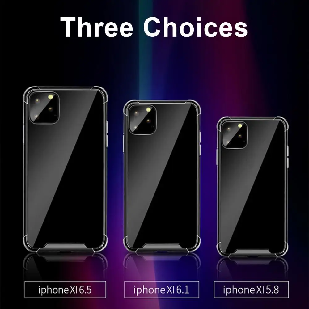 Phone Case For 11 Pro Max Transparent Crash-resistant Protection Shockproof Soft TPU PC Protective Back Cover |