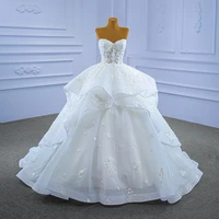 molanda hung 2021 elegant appliques wedding dress sweetheart strapless backless sleeveless lace up draped bridal ball gown 67348