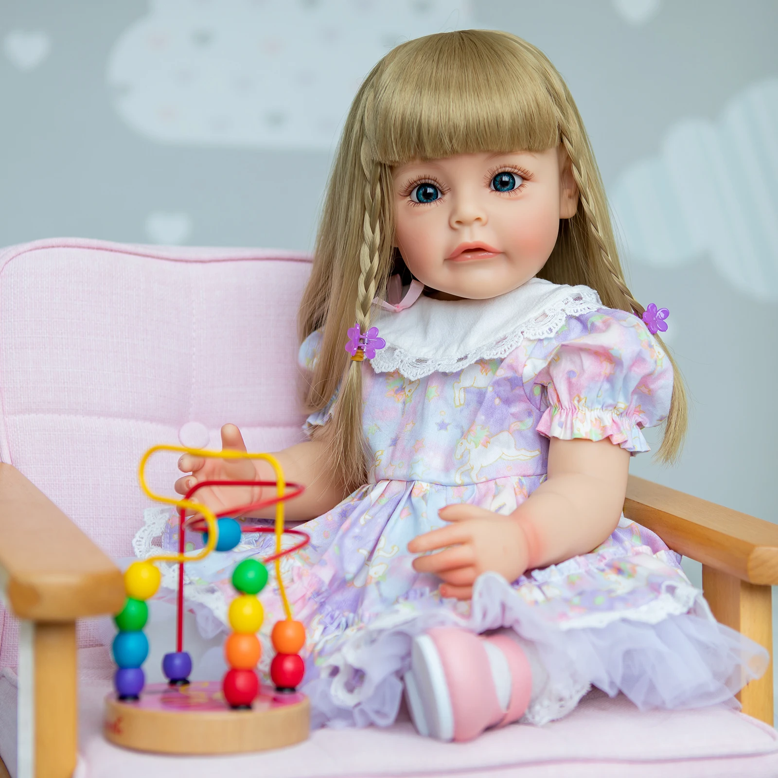 

Полноразмерный силиконовый реборн 55 см, принцесса Сью-Sue, ручная роспись с длинным париком блонд