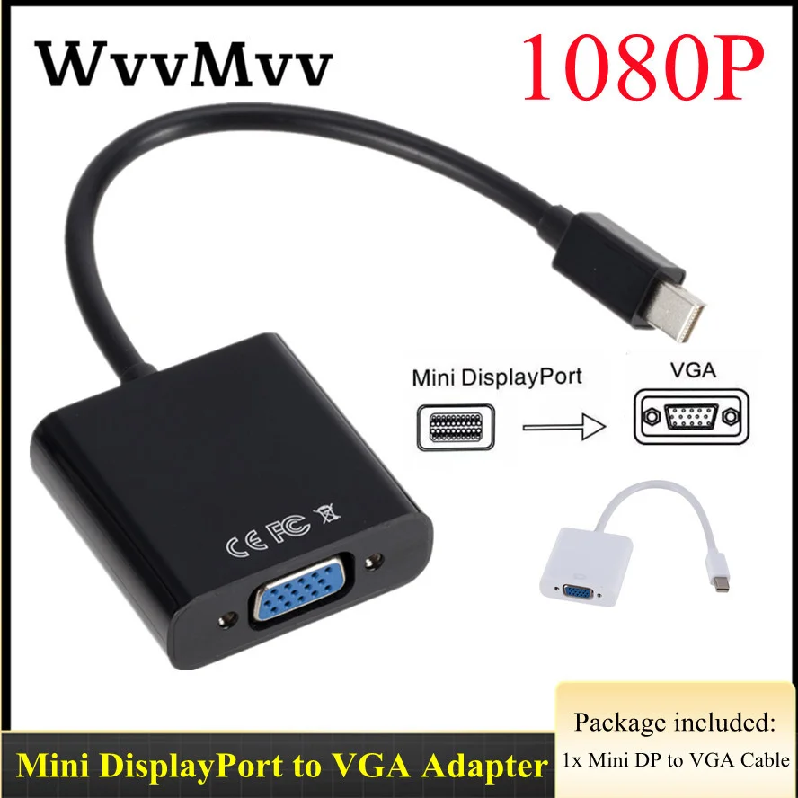 Переходник Mini DP на VGA переходник с Displayport Thunderbolt D-Sub кабели 1080P для Macbook Pro Air iMac Mac |