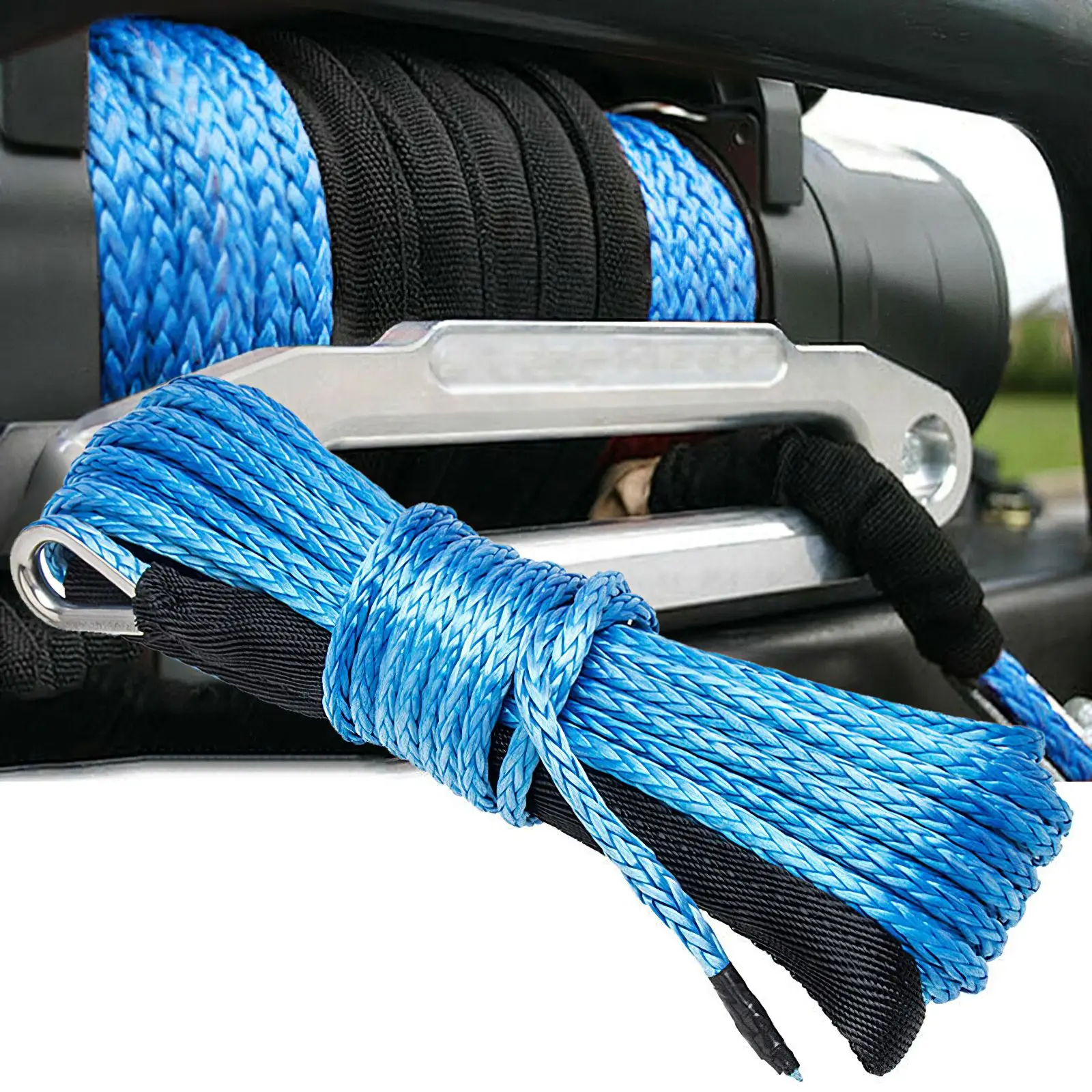 

7700Lbs 15m Fiber Nylon Tow Strap Synthetic Winch Rope Winch String Line Cable For Off-Road Towing Vehicles Accessories