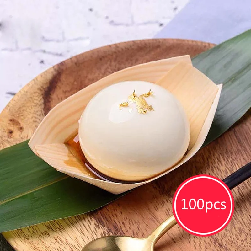 100 шт. одноразовые столовые приборы десертные тарелки Суши Лодка Корабль форма