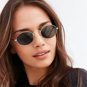 Women Female Oval Sunglasses Eyewear Driver Goggles Gold Small Retro Vintage Sexy Round Sunglasses F