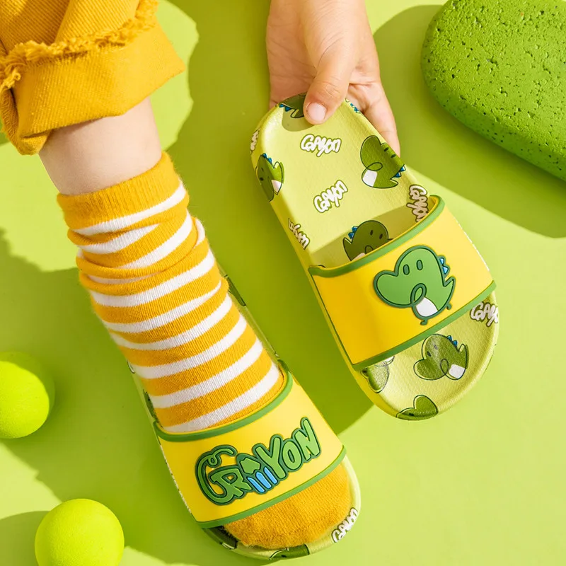 

Kids Slippers Summer New Cute Cartoon Dinosaur Ducklings Boys and Girls Print Sandals Bathroom Non-slip Indoor Toddler Slippers