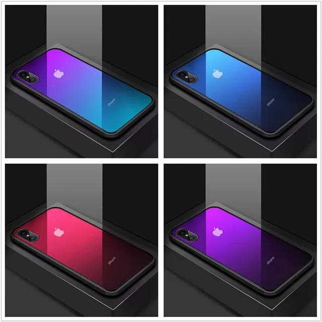 Ультратонкий стеклянный чехол с градиентом Aurora для iPhone 11 Pro 7 8 6 6S Plus X XR XS Max мягкая