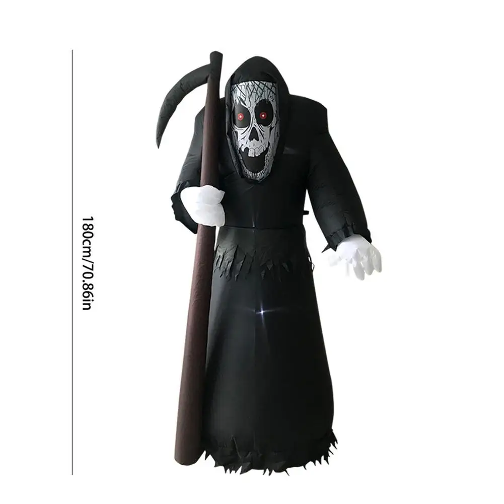 

1.8m Halloween Inflatables Grim Reaper Inflatable Sickle Reaper Blow Up Outdoor Toys Halloween Decorations With LED Lights
