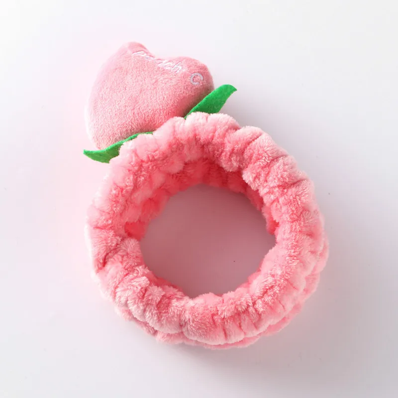 watermelon red Каваи персиковая повязка на голову корейский стиль мыть лицо Bathe Йога макияж для волос держатель повязка для волос для девочек мягкая Коралловая Флисовая Повязка подарки - Цвет: watermelon red