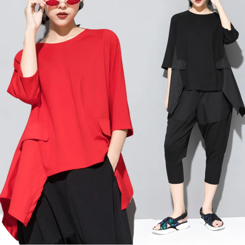 XUXI женская футболка летняя черная белая красная новинка 2019 необычная версия