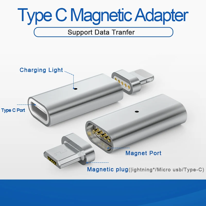 Магнитный адаптер Garas Micro USB для Android кабель TypeC с возможностью быстрой зарядки