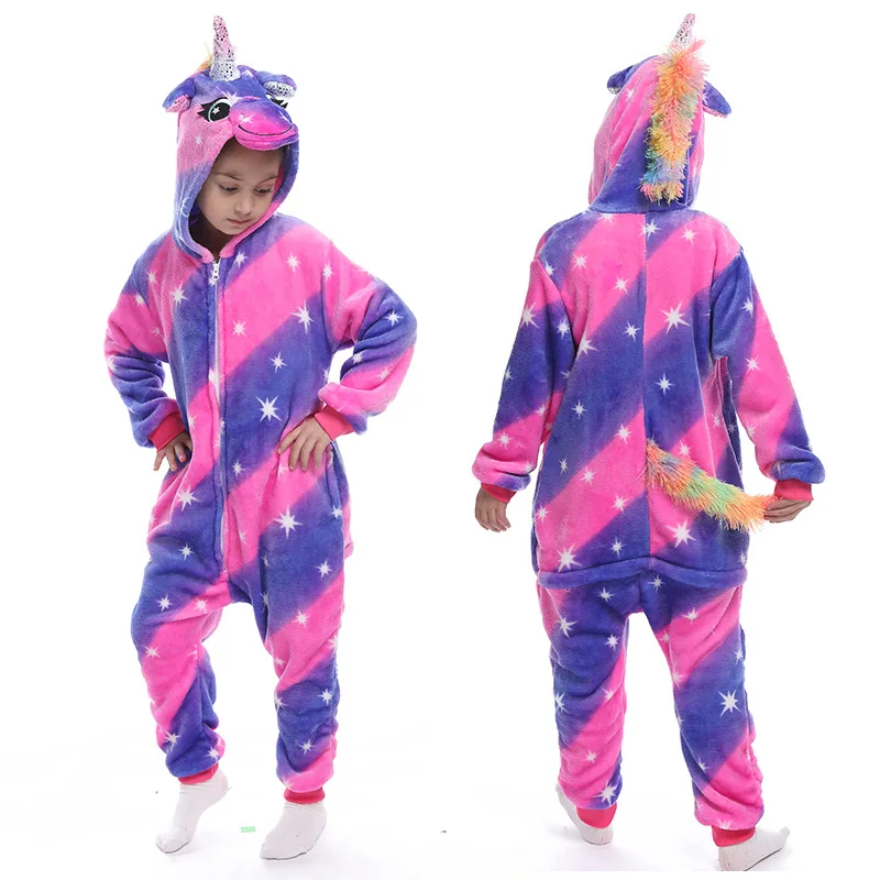 Autumn Stitch Kids Pajamas Unicorn For Children Animal Cartoon Blanket Baby Costume Winter Boys Girls Licorne onepiece |