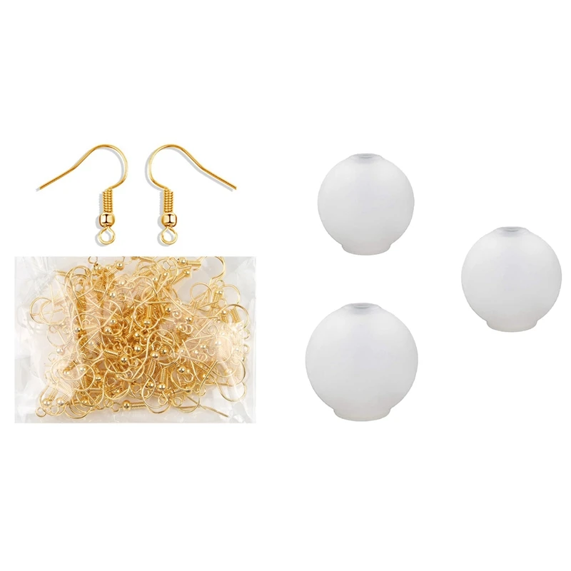

HOT 3PCS Sphere Chain Ball Resin Mold With 100PCS Earring Hooks