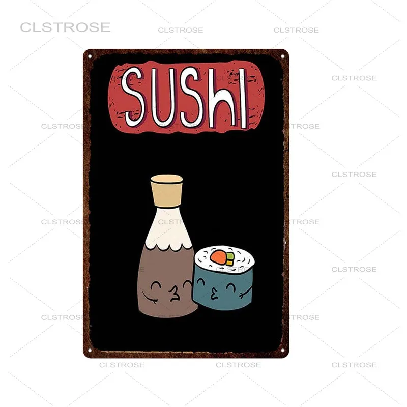 Японский городской пейзаж жестяные знаки металлическая тарелка для суши