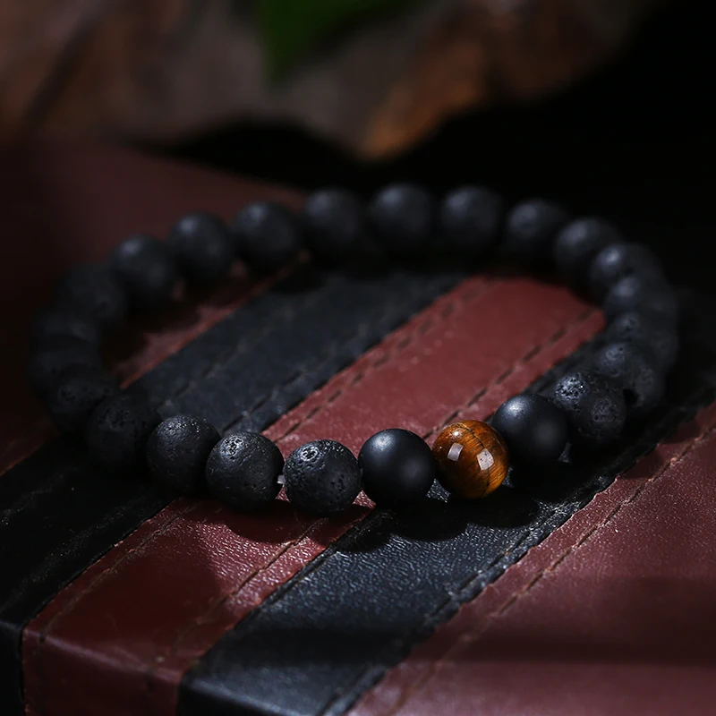 2020 модный мужской черный браслет набор ручной работы 8 мм натуральный камень