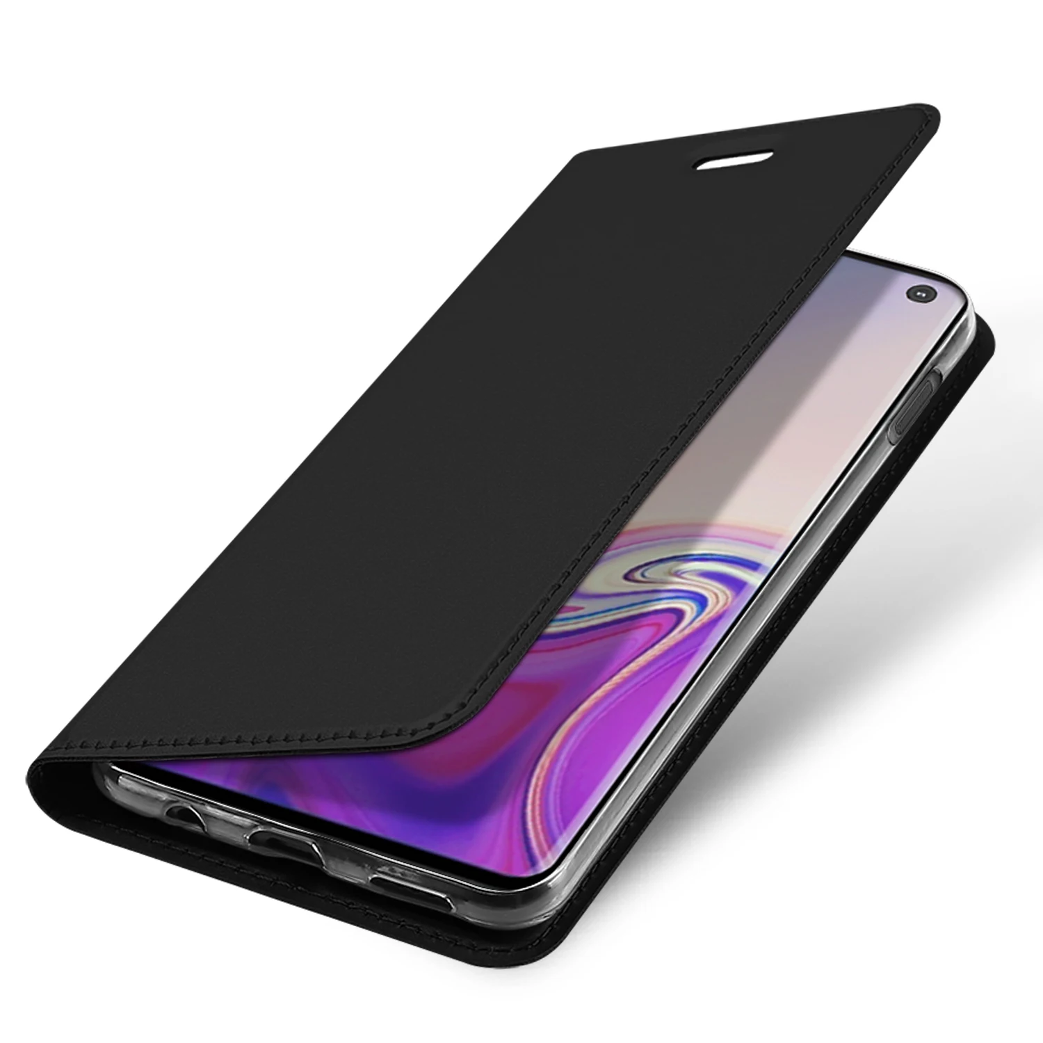 Для samsung Galaxy S10 Plus S10e роскошный Ультратонкий кошелек в виде блокнота чехол мягкий кожаный магнитный чехол для Galaxy S10 Note 10+ Plus - Цвет: Черный
