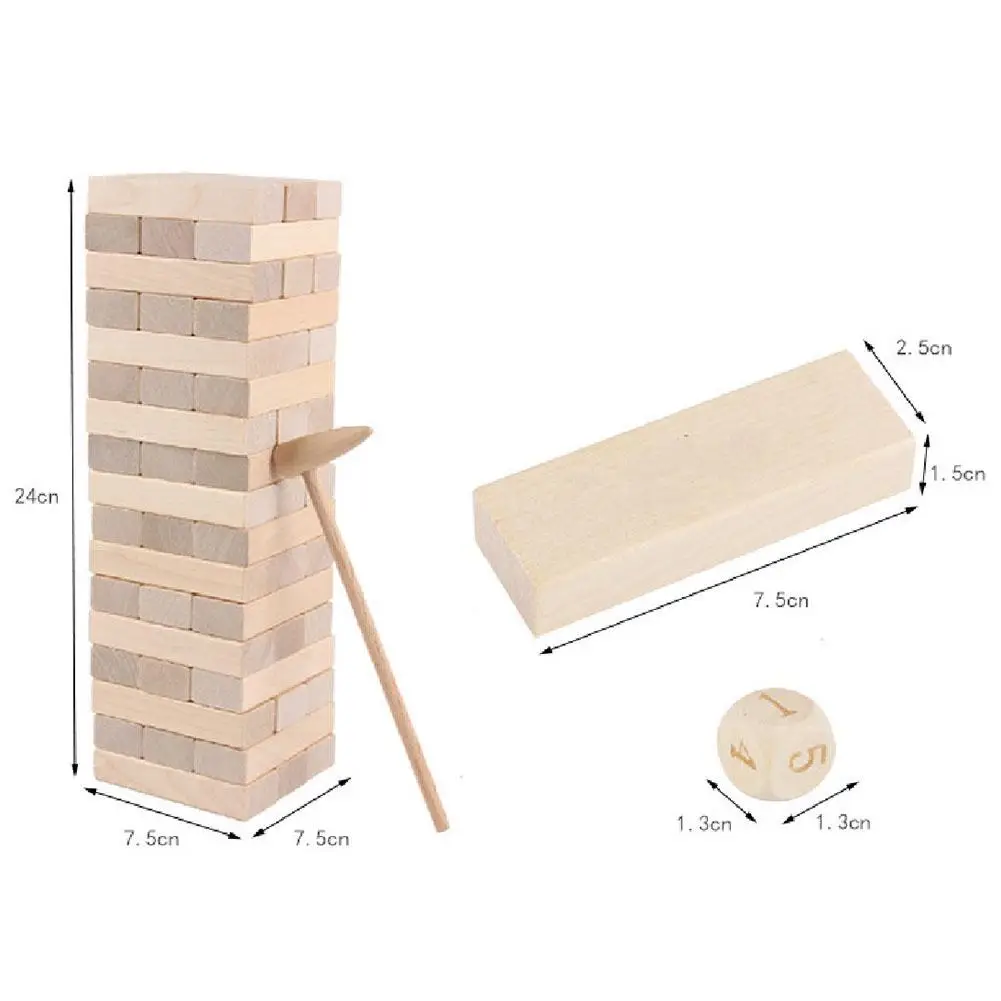 

Wooden Blocks Toys Stacking Game Timber Tower Wood Block 48/51 Piece Classic Wooden Blocks Educational Wood Toys For Children