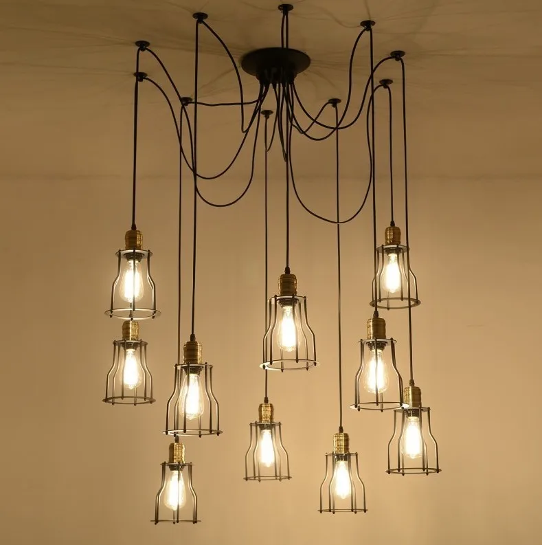 Креативные подвесные светильники в виде паука с светодиодными лампочками лампы