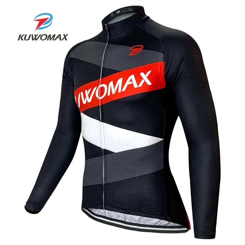 

KUWOMAX мужские велосипедные топы с длинным рукавом, Джерси для велоспорта, летняя быстросохнущая дышащая одежда для командного велосипеда, од...