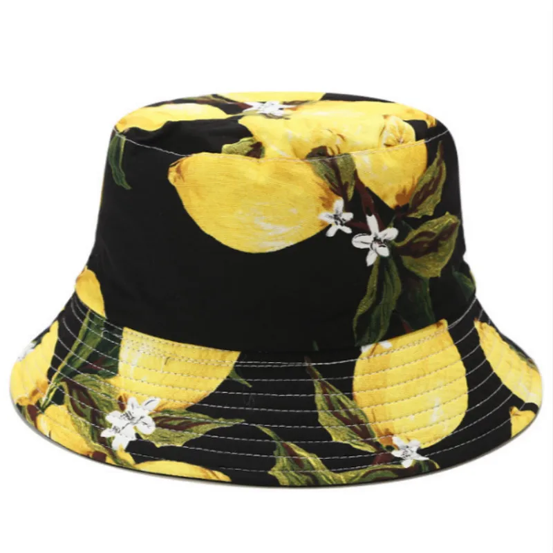 Панама женская с принтом лимона двусторонняя шапка фруктами для спорта на