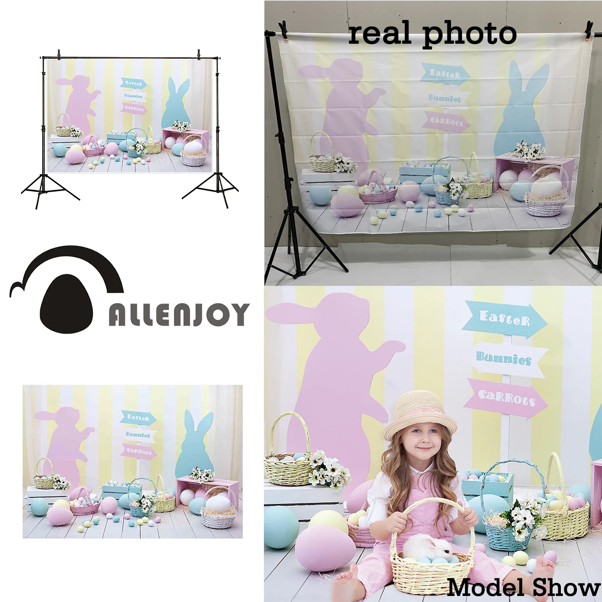 Allenjoy фон для фотосъемки пасхальное яйцо Кролик Весенний детский душ Фотофон
