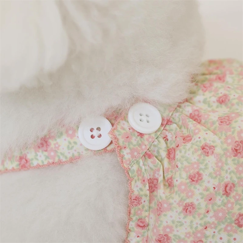 

INS Wind Cute Sweet Pink Blue Floral Dog Tooth Side Button Suspender Skirt Bichon Teddy Puppy Small Dog Skirt Pet Cotton Clothes
