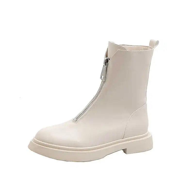 

Women's boots autumn and winter women's boots 2020 new Chelsea boots middle tube round head net red women's Boots