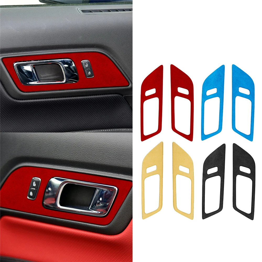 

Накладка на дверную ручку из ABS замши, декоративная накладка для Ford Mustang 2015 + автомобильные аксессуары
