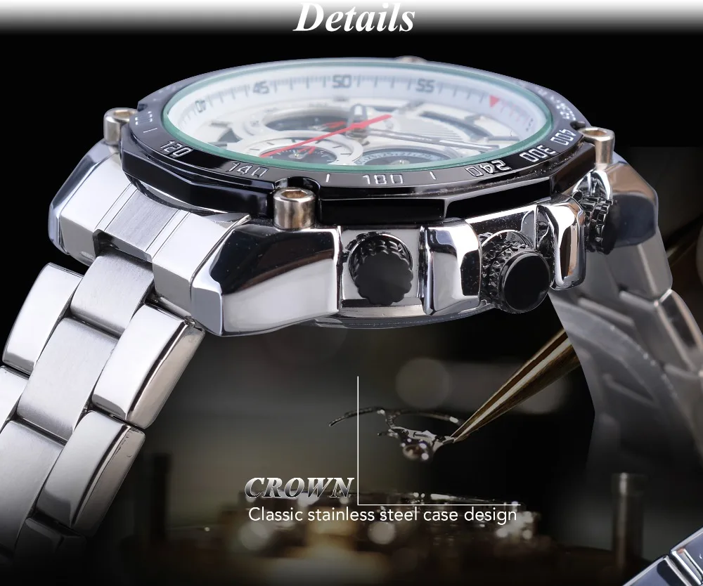 Forsining белый для мужчин Tourbillon механические часы Автоматическая Дата Moonphase сталь Спорт на открытом воздухе бизнес для мужчин Reloj Hombre подарок